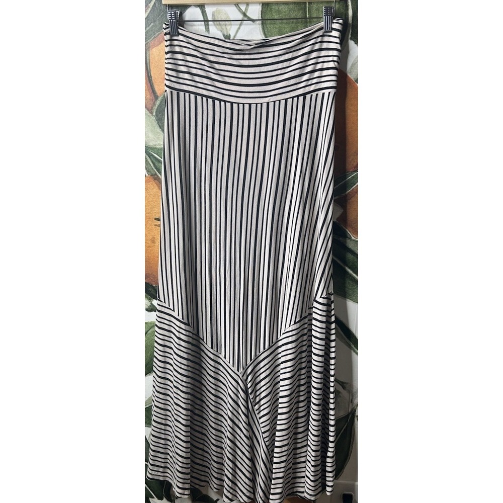 Anthropologie‎ Maeve Ardennes Beige & Black Striped Maxi Skirt Medium